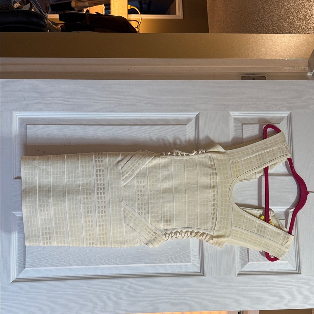 Cream Textured Bandage Dress